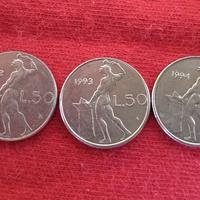 5 mini monete da 50 lire 