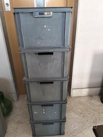 6 contenitori plastica impilabili 