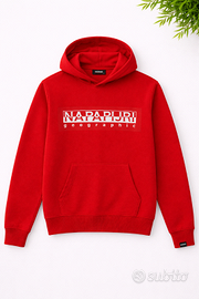 Napapijri felpa uomo hoodie rossa XS