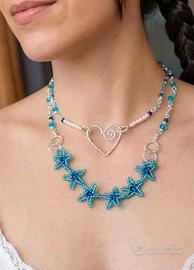 collana handmade doppio giro stelle micro perline 