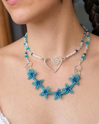 collana handmade doppio giro stelle micro perline 