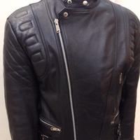 Giacca Moto Cafè Race in Vera Pelle Nera  Tg.L