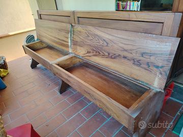 Cassapanca in legno massello artigianale 220 cm