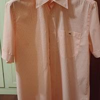 Camicia Lacoste uomo mezze maniche a righe rosa