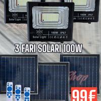 3 fari led ad energia solare da 100 w 