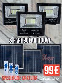 3 fari led ad energia solare da 100 w 