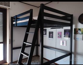 Letto a soppalco nero wenge (Ikea)