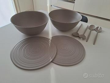 Ciotole XL con coperchio+set posate Guzzini 