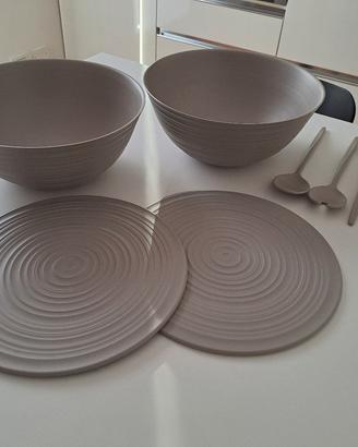 Ciotole XL con coperchio+set posate Guzzini 