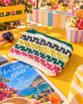 Pochette crochet multicolor portamonete