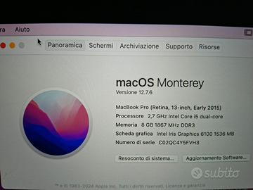 Macbook pro Retina 13" early 2015 128 gb 