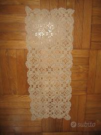 RUNNER/CENTROTAVOLA UNCINETTO COTONE ECRÙ 87X34 CM