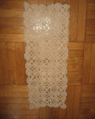 RUNNER/CENTROTAVOLA UNCINETTO COTONE ECRÙ 87X34 CM