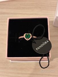 Anello pandora nuovo cuore verde taglia 52