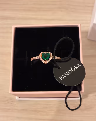 Anello pandora nuovo cuore verde taglia 52