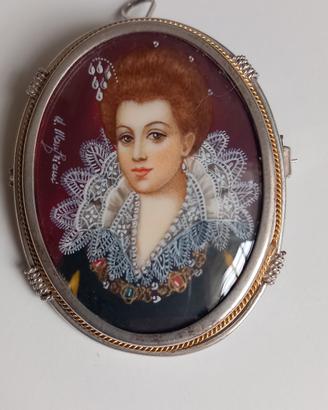 Ciondolo /spilla d'epoca A.Manfriani ag.800