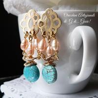 Orecchini con perle di fiume e pietre di turchese