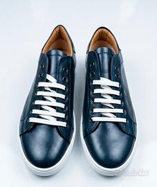 Sneakers uomo in vera pelle blu