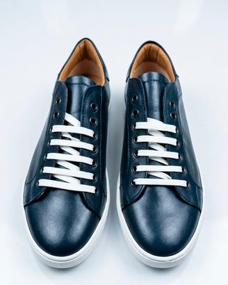 Sneakers uomo in vera pelle blu