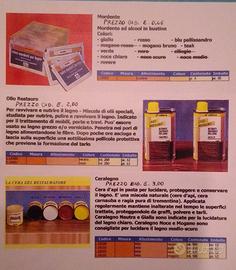 Cera solid mobili, mordente bustine, olio restaur