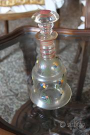 Vintage glass Bottiglia vetro sbalzo decori fiori