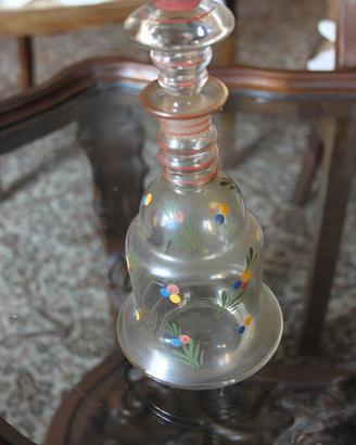 Vintage glass Bottiglia vetro sbalzo decori fiori