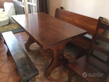 tavolo+cassapanca+panchina+sedia in legno massicc