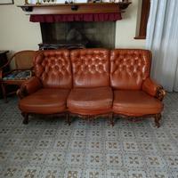 Divano e 2 poltrone vintage in pelle anni ‘50