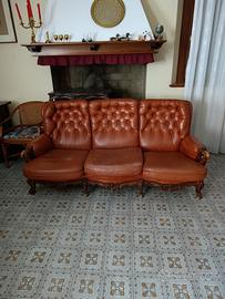 Divano e 2 poltrone vintage in pelle anni ‘50