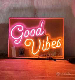 Insegna led luminosa Good Vibes 75x53 circa Nuova