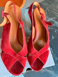 Scarpe tacco n.39 camoscio colore rosso