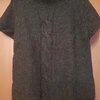 Gilet lana grigio lavorato a mano maniche corte