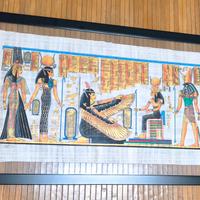 cornice legno doppio vetro con papiro egiziano ori