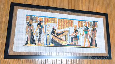 cornice legno doppio vetro con papiro egiziano ori