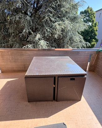 Tavolo esterno in rattan con 4 poltroncine