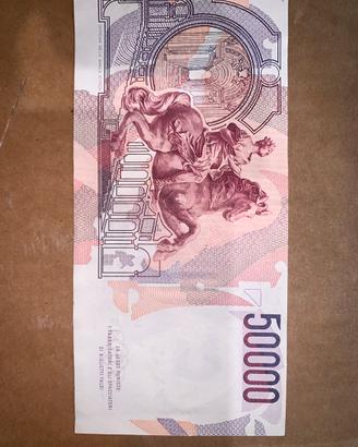 Banconota 50000 lire stampa decentrata