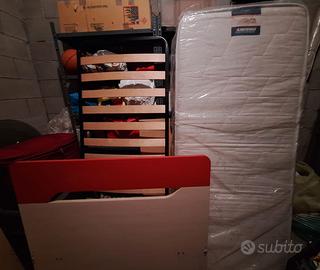 LETTO SINGOLO CON RETE A DOGHE + MATERASSO