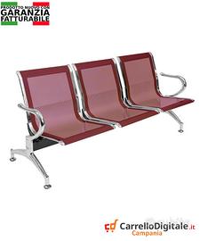 Panca per sala dattesa 3 posti in acciaioRosso