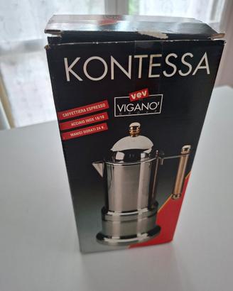 Caffettiera Kontessa VEV Viganò Inox Oro NUOVA 6tz