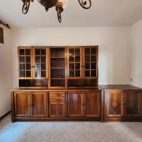 Mobile soggiorno noce massiccio anni '70