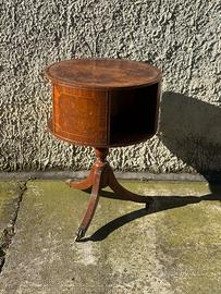 Tavolino rotondo vintage con sportello scorrevole
