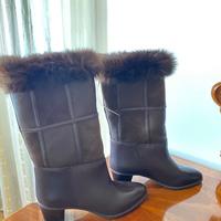 Stivali in vera pelle e pelliccia