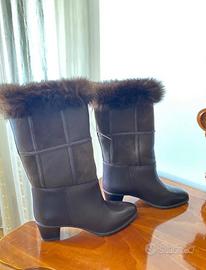 Stivali in vera pelle e pelliccia