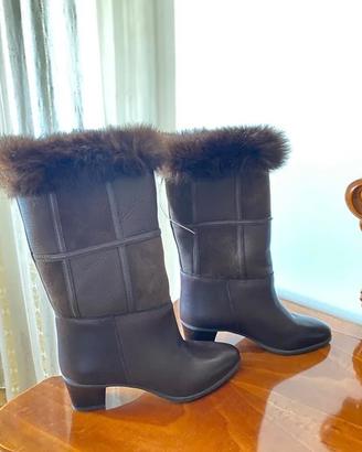 Stivali in vera pelle e pelliccia