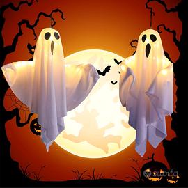 Addobbi Halloween, luci fantasma da appendere, 2pz