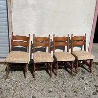 4 sedie rustiche scolpite