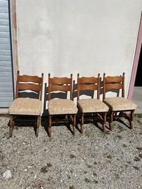 4 sedie rustiche scolpite