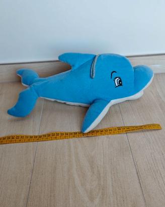 Morbido delfino di peluche blu, grande e in ottime
