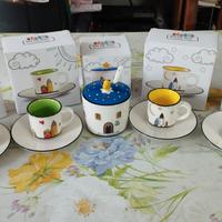 Set 4 tazzine caffè piattini e zuccheriera NO POST