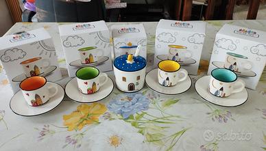 Set 4 tazzine caffè piattini e zuccheriera NO POST